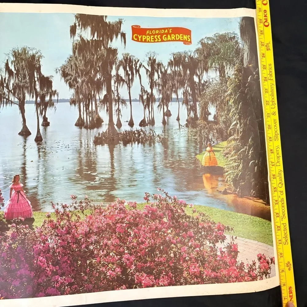 Vintage Florida Cypress Gardens Poster Southern Belle Spanish Moss Art Poster